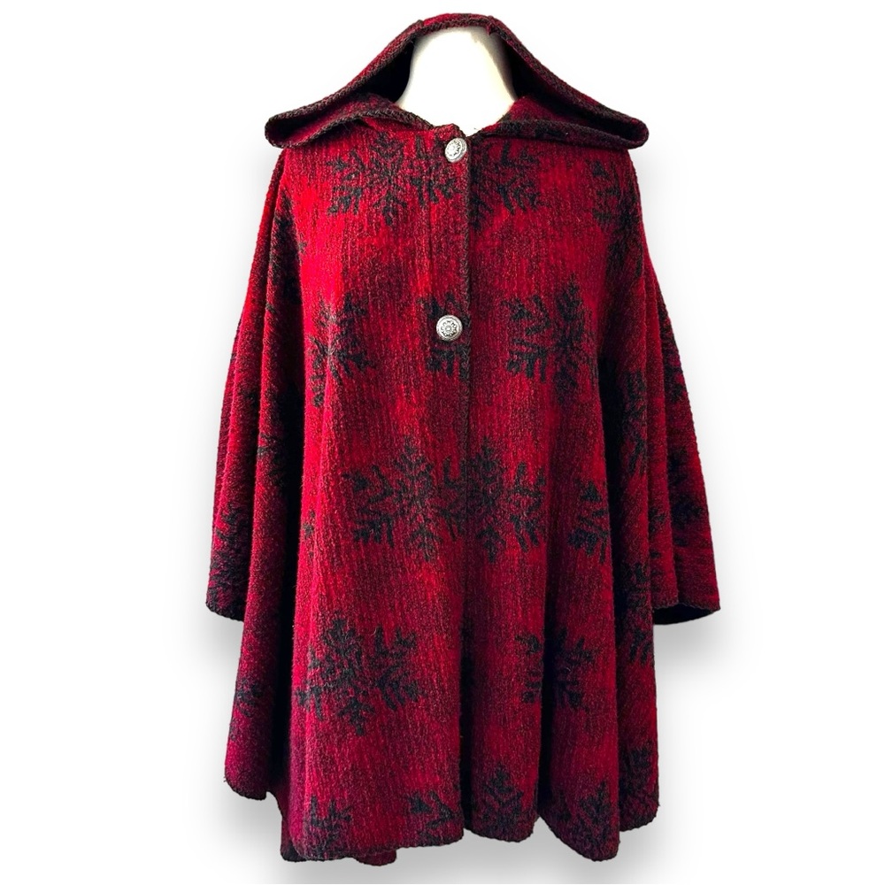BEAR RIDGE OUTFITTERS | Vintage Wool Blend Hooded Poncho Cardigan Sweater Cape